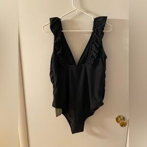 Mama Maternite’ Black Women's One Piece Swim Bathing Suit NWT Large Maternity